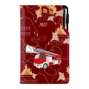 Diár DESIGN týždenný vreckový 2027 polský - bordová - Hasič