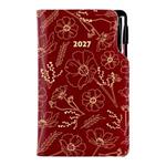 Diár DESIGN týždenný vreckový 2027 poľský - bordová - kvety