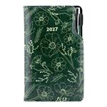 Diár DESIGN týždenný vreckový 2027 poľský - zelená - kvety