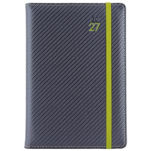 Diár ELASTIC denný A5 2027 polský - grafit/zelená gumička