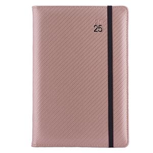Diár ELASTIC týždenný A5 2025 český - púdrová/čierna gumička