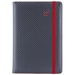 Diár ELASTIC týždenný A5 2027 polský - grafit/červená gumička