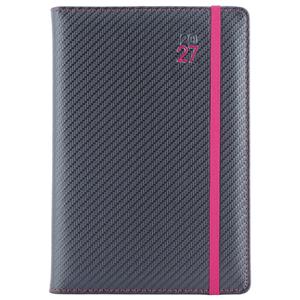 Diár ELASTIC týždenný A5 2027 polský - grafit/magenta gumička