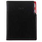 Diár GEP s perom denný A4 2025 polský - čierna, červené vnútro
