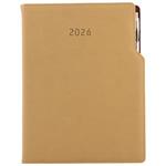 Diár GEP s perom denný A4 2026 - béžová/hnedé vnútro