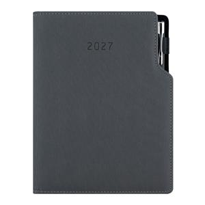 Diár GEP s perom denný A5 2027 polský - sivá