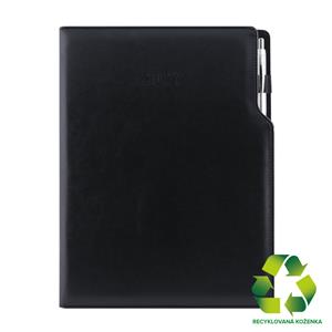 Diár GEP s perom týždenný A4 2027 - čierna/čierne vnútro - recyklovaná koženka
