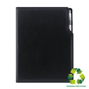 Diár GEP s perom týždenný A4 2027 polský - čierna/čierné vnútro - recyklovaná koženka