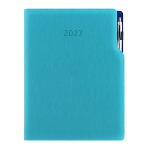 Diár GEP s perom týždenný A4 2027 - tyrkysová/modré vnútro