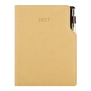Diár GEP s perom týždenný A5 2027 český - béžová/hnedé vnútro