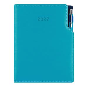Diár GEP s perom týždenný A5 2027 polský - tyrkysová, modré vnútro