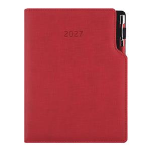Diár GEP s perom týždenný B5 2027 polský - červená pastelová