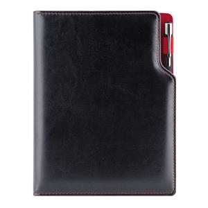 Diár GEP s perom týždenný špeciál A5 2027 - čierna/červené vnútro