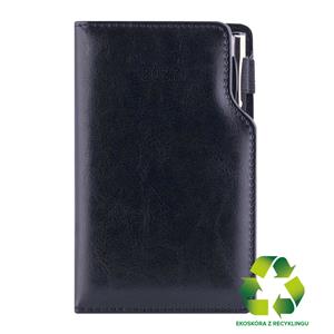 Diár GEP s perom týždenný vreckový 2027 polský - čierna/čierné vnútro - recyklovaná koženka