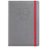 Diár POLY denný A5 2027 polský - sivá/červená gumička