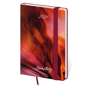 Diár týždenný vreckový 2026 Vario - Matragi Red s gumičkou