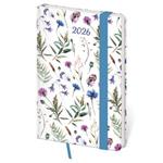 Diár týždenný vreckový 2026 Vario - Wildflowers s gumičkou