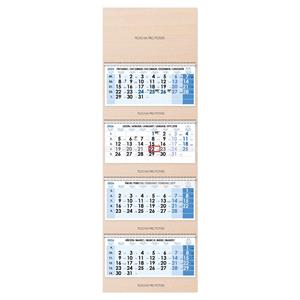 Drevený štvormesačný kalendár Kvatro Wood skládaný český so špirálou 2026 - modrý