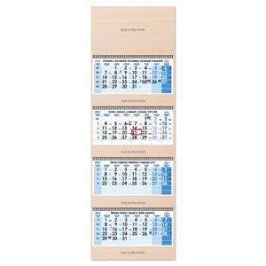 Drevený štvormesačný kalendár Kvatro Wood skládaný český so špirálou 2027 - modrý