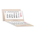 Drevený trojmesačný kalendár Trio Wood skládaný český so špirálou 2026 - sivý