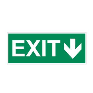 EXIT - nápis so šípkou - bezpečnostná tabuľka, plast 2 mm 200x75 mm