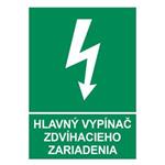 Hlavný vypínač zdvíhacieho zariadenia, samolepka 210x297mm