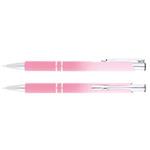 Hliníkové guľôčkové pero Ostran s pogumovaným telom - červená svetlá/ružová