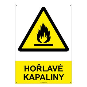 HOŘLAVÉ KAPALINY - bezpečnostní tabulka s dírkami, plast A4, 2 mm