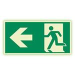 Kierunek do wyjścia drogi ewakuacyjnej w lewo - fotoluminescencyjny znak, płyta PVC 1 mm 400x200 mm