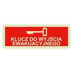 Klucz do wyjścia ewakuacyjnego - fotoluminescencyjny znak, naklejka 300x75 mm