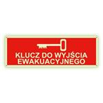 Klucz do wyjścia ewakuacyjnego - fotoluminescencyjny znak z dziurkami, płyta PVC 2 mm 300x75 mm