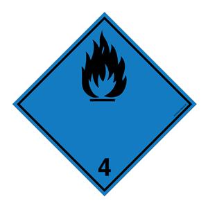 MATERIAŁY WYTWARZAJĄCE W KONTAKCIE Z WODĄ GAZY ZAPALNE PODKLASA 4 CZARNY SYMBOL, płyta PVC 1 mm 100x100 mm