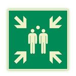 Miejsce zbiórki do ewakuacji - fotoluminescencyjny znak, naklejka 150x150 mm