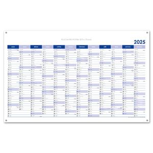 Nástenná plánovacia mapa 2025 CZ s očkami na zavesenie - 100 x 63 cm - modrá