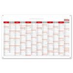 Nástenná plánovacia mapa 2026 CZ s očkami na zavesenie - 100 x 63 cm - červená