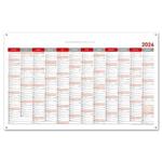 Nástenná plánovacia mapa 2026 PL s očkami na zavesenie - 100 x 63 cm - červená