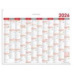 Nástenná plánovacia mapa 2026 PL s očkami na zavesenie - 124 x 100 cm - červená