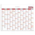 Nástenná plánovacia mapa 2026 SK s očkami na zavesenie - 124 x 100 cm - červená