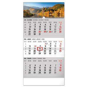 Nástenný kalendár 2026 3-mesačný Krajina šedá - so slovenskými menami