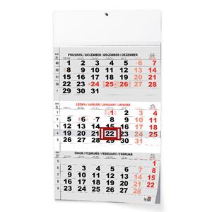 Nástenný kalendár 2026 Trojmesačný - čierny