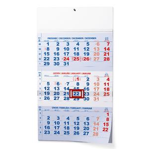 Nástenný kalendár 2026 Trojmesačný - modrý