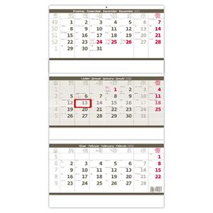 Nástenný kalendár 2026 - Trojmesačný skladaný šedý