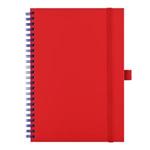 Notes koženkový SIMPLY A5 linajkový - červená/modrá špirála