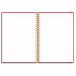 Notes koženkový SIMPLY A5 linajkový - červená/žltá špirála