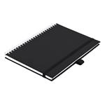 Notes koženkový SIMPLY A5 linajkový - čierna/biela špirála
