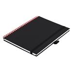 Notes koženkový SIMPLY A5 linajkový - čierna/červená špirála