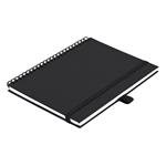 Notes koženkový SIMPLY A5 linajkový - čierna/čierna špirála