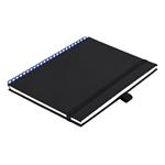 Notes koženkový SIMPLY A5 linajkový - čierna/modrá špirála