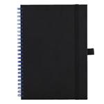 Notes koženkový SIMPLY A5 linajkový - čierna/modrá špirála