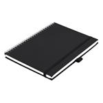 Notes koženkový SIMPLY A5 linajkový - čierna/strieborná špirála